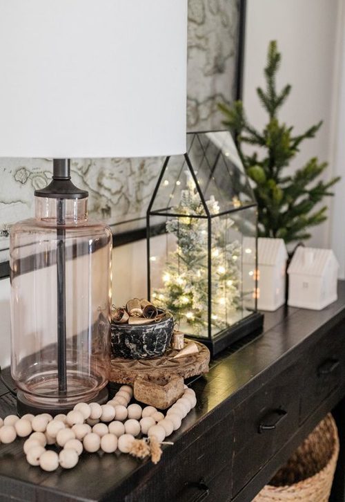 Chrstmas decorations for console table