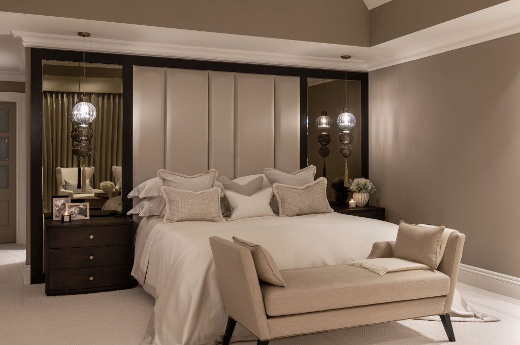 residential interior design with luxury silk fabrics and bespoke joinery London