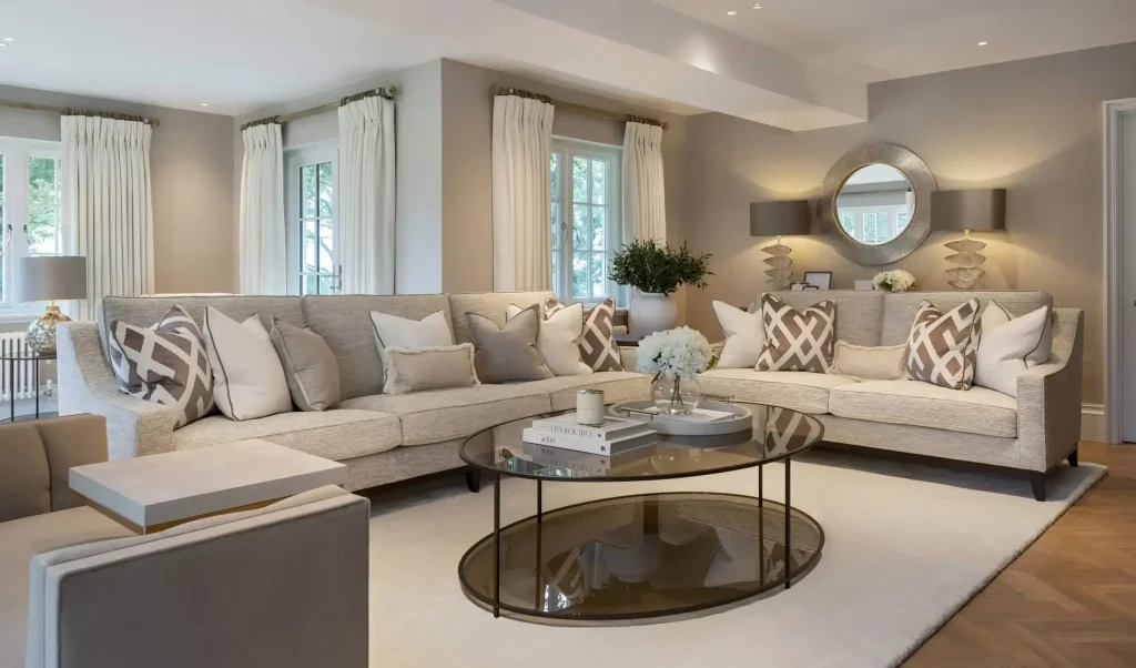 Soulful beautiful living room interior using creams and biscuits